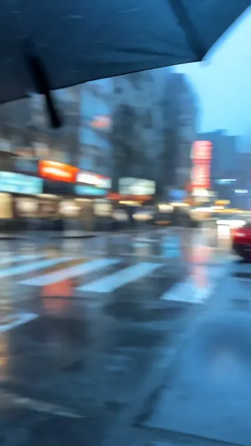 Rainy Walk to the Subway